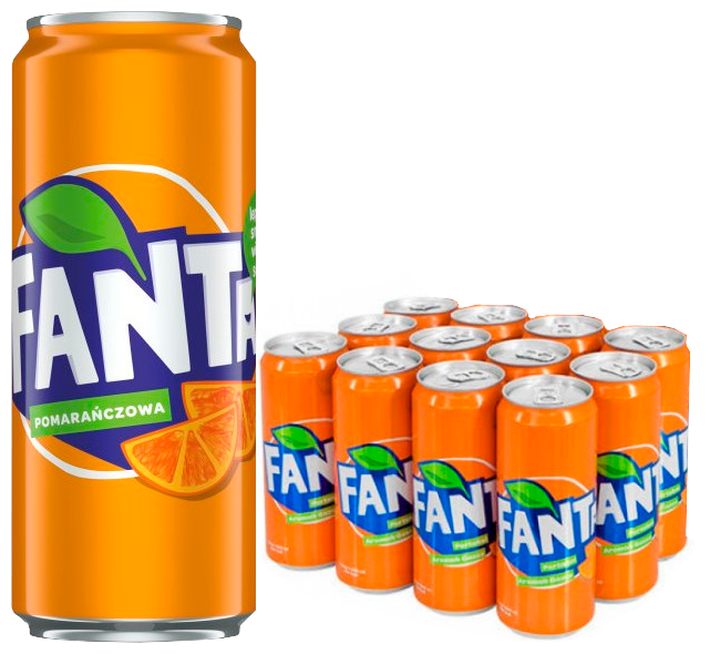 Газированный напиток Fanta orange 0,33 л ж/б упаковка 12 штук (Польша) - фотография № 1