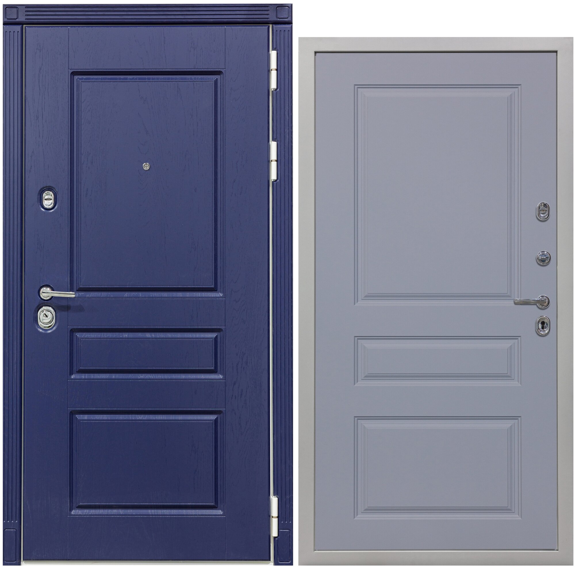 Дверь входная металлическая DIVA 45 2050x860 Правая Роял синий - Д13 Силк Маус, тепло-шумоизоляция, антикоррозийная защита для квартиры - фотография № 1