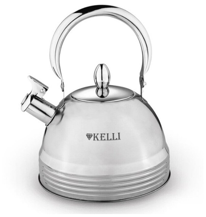 Чайник для плиты Kelli KL-4324 со свистком / 3 л / нержавеющая сталь