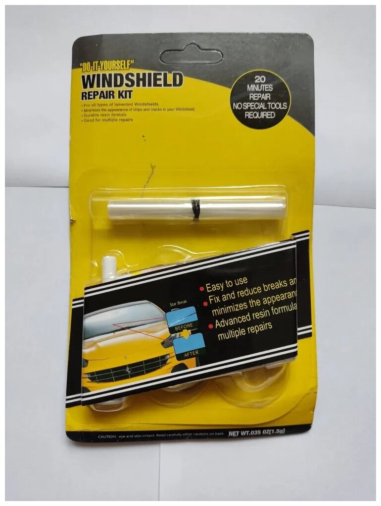 Комплект для ремонта трещин лобового стекла Windshield Repair Kit/ Клей для стекла/ Рем Комплект / Полимер