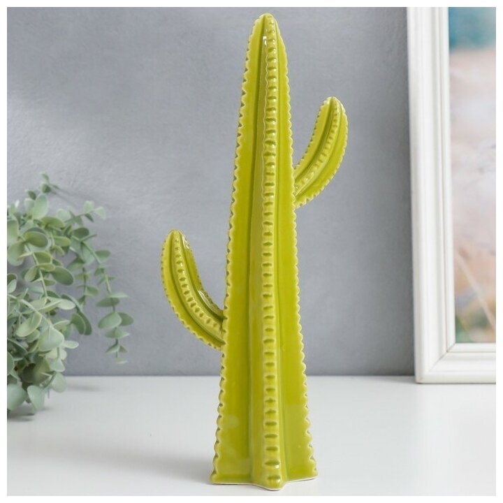 фото Сувенир керамика "Кактус Цереус" зелёный 6,3х12,5х27 см 9135364