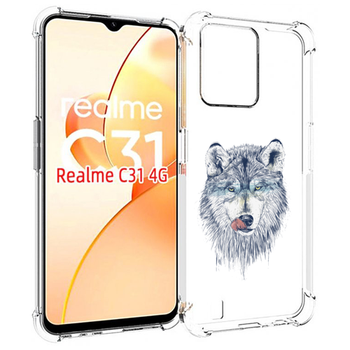 Чехол MyPads голодгый волк для OPPO Realme C31 задняя-панель-накладка-бампер