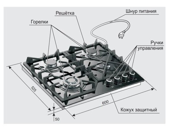 газовая варочная панель GEFEST ПВГ 2232-01 К52 - фотография № 3