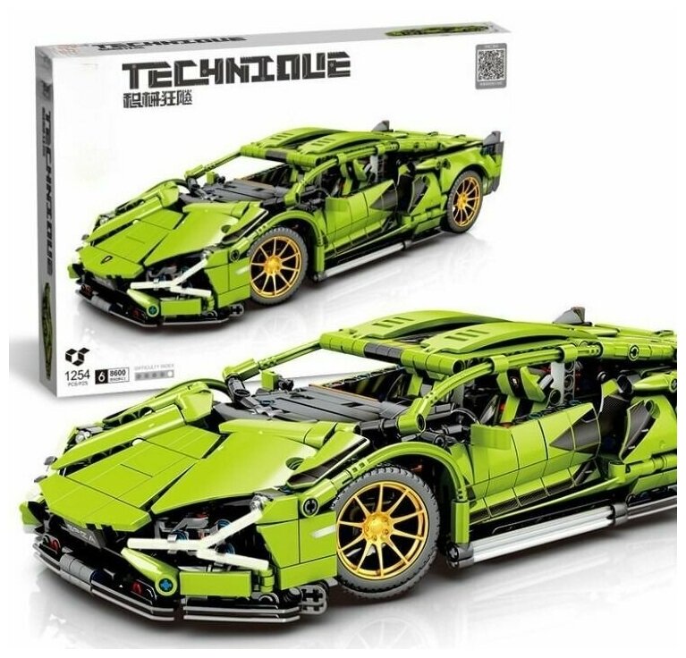 Конструктор Зелёный Ламборджини 1254 детали /Конструктор пластиковый/Подарок/ Для мальчика/Для девочки