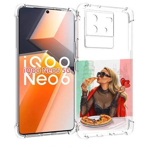Чехол MyPads любительница-пиццы женский для Vivo iQoo Neo 6 5G задняя-панель-накладка-бампер