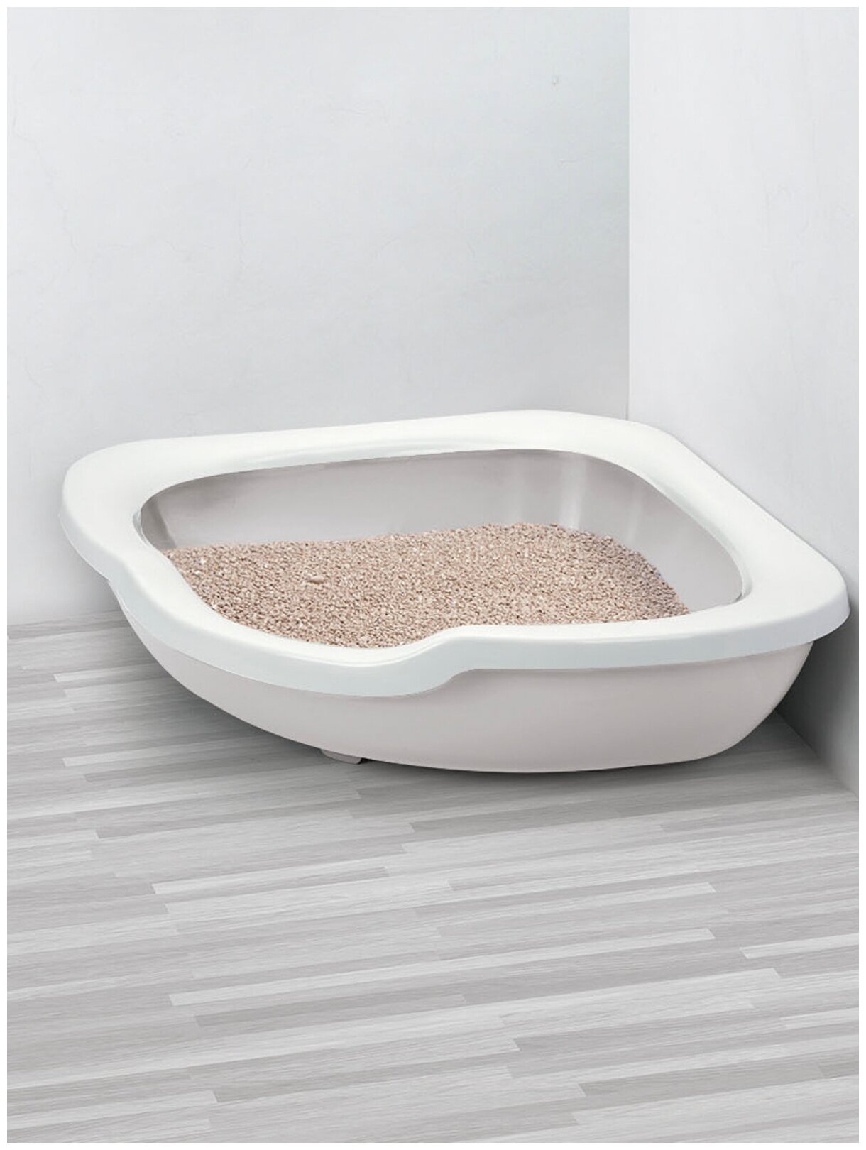IMAC туалет-лоток для кошек угловой FRED 51х51х15,5h см, светло-серый . - фотография № 3