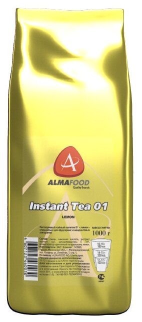 Чайный напиток Almafood Instant Tea 01 Lemon растворимый, 1 кг, 1 пак. - фотография № 4
