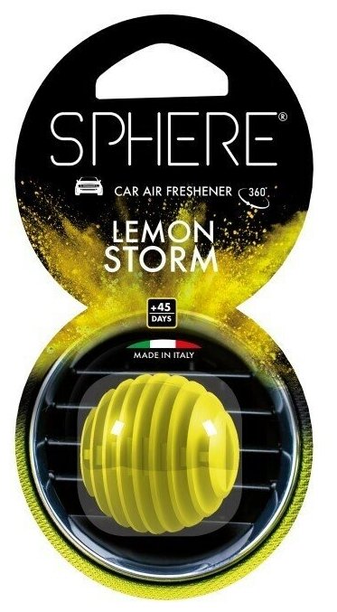 Ароматизатор для автомобиля в дефлектор сферический Sphere Lemon Storm, Лимонный шторм