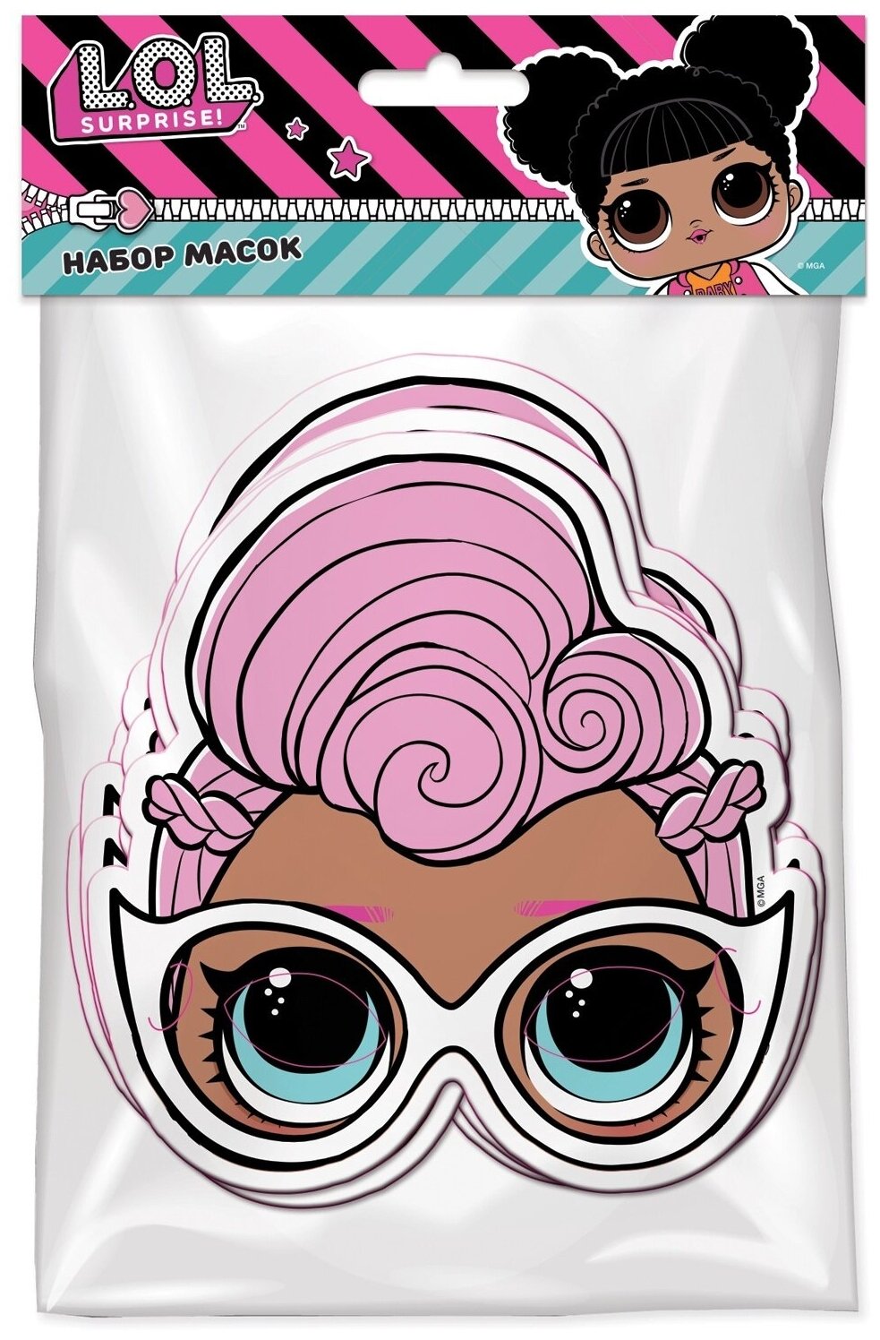 Набор детских масок ND Play LOL, кукла с розовыми волосами, 6 шт (288413)