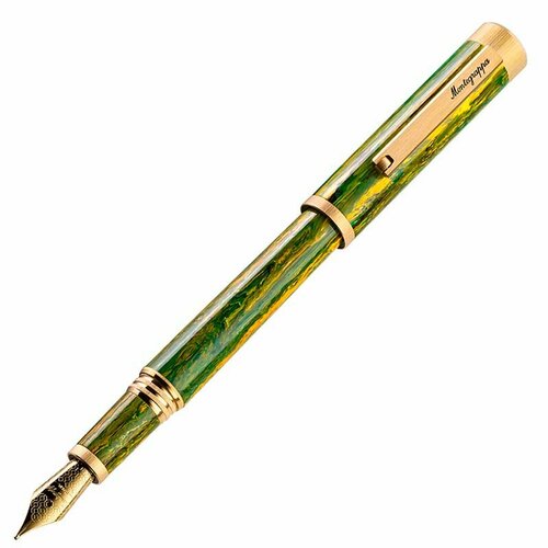 Перьевая ручка Montegrappa Zero Zodiac Gemini (Близнецы) Yellow Gold IP Steel M. Артикул ZZ-GM-FP-M