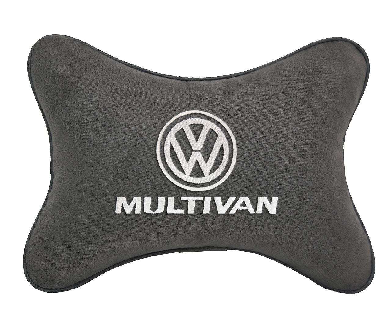 Подушка на подголовник алькантара D.Grey с логотипом автомобиля VOLKSWAGEN MULTIVAN