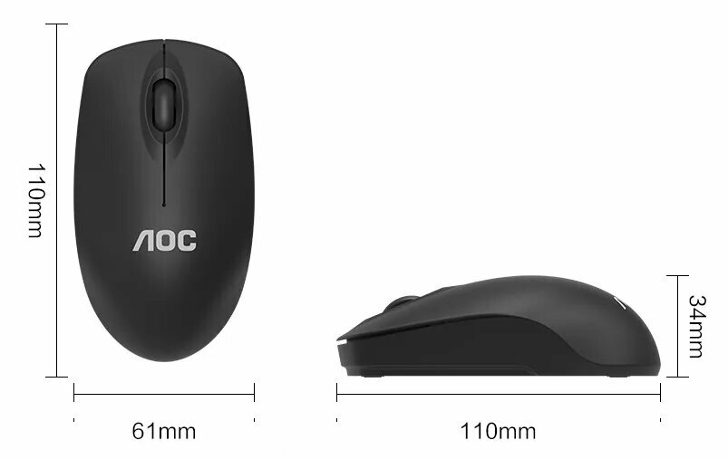 Беспроводная Мышь AOC MS320 2,4G Black (USB 2.0, 3btn, 1600 dpi)