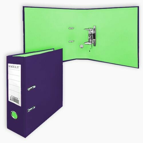 Папка-регистратор А4 KWELT сборная 75мм фиолетоваясветло-зеленая ПВХ двухсторонний этикетка для маркировки металлическая окантовка КР-000460 475₽
