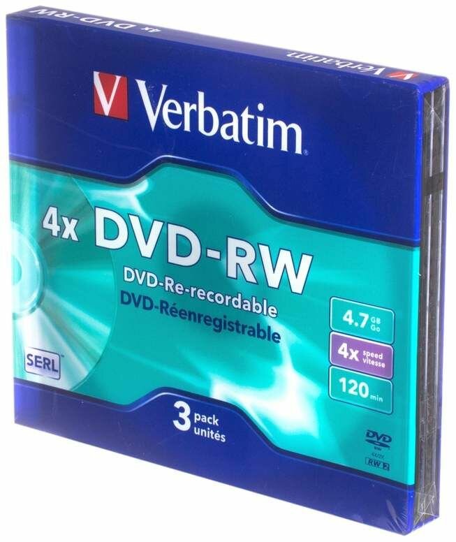 Диск DVD-RW Verbatim 4.7Gb 4x Jewel case (5шт) (43285)