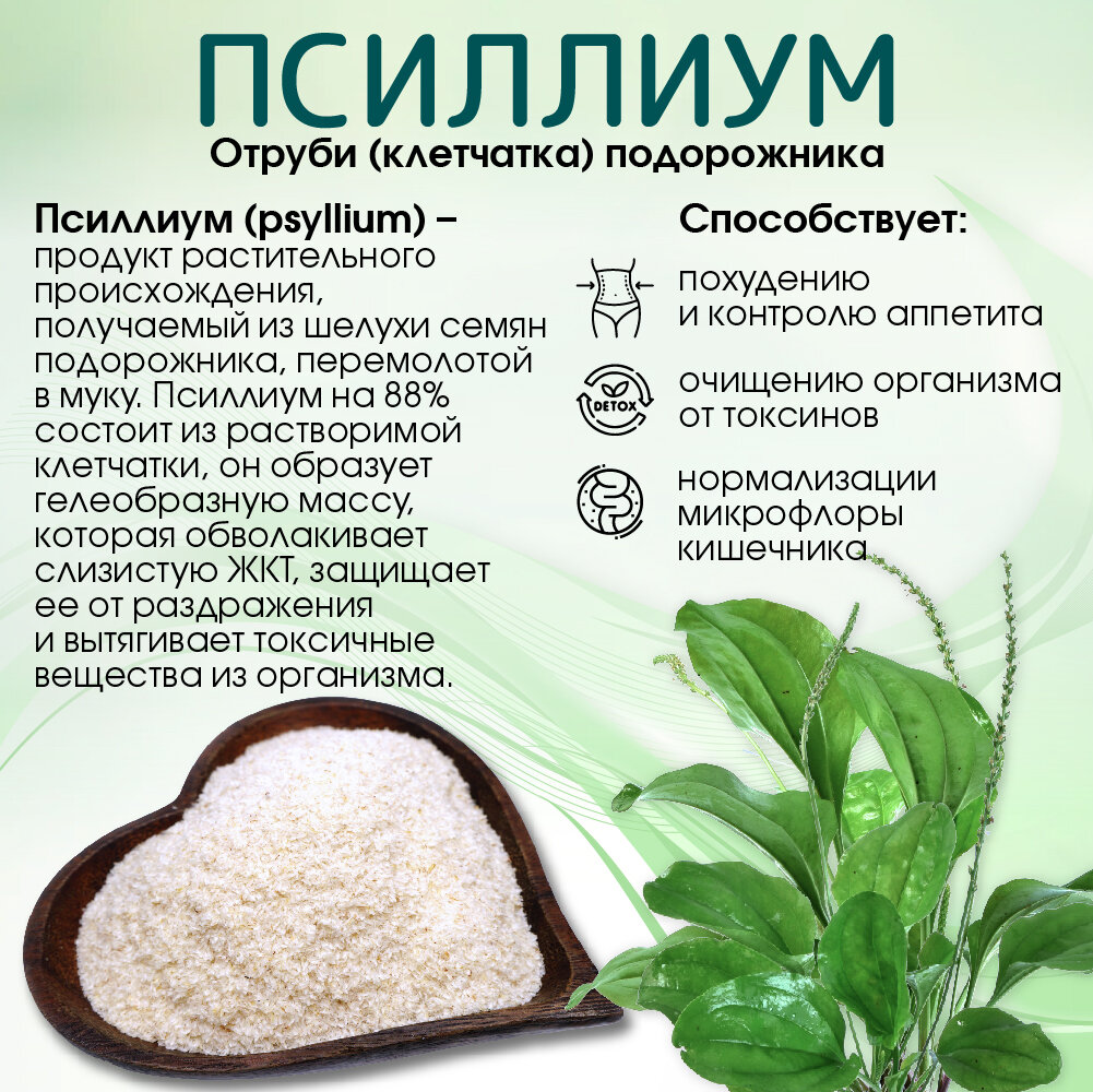 Псиллиум 450 г. банка (шелуха семян подорожника) PREMIUM, клетчатка для похудения, правильное питание
