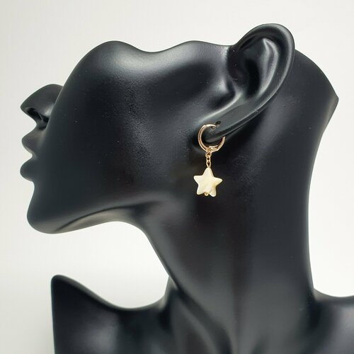 Серьги  Жемчужина Юга, перламутр, размер 27 мм, бежевый