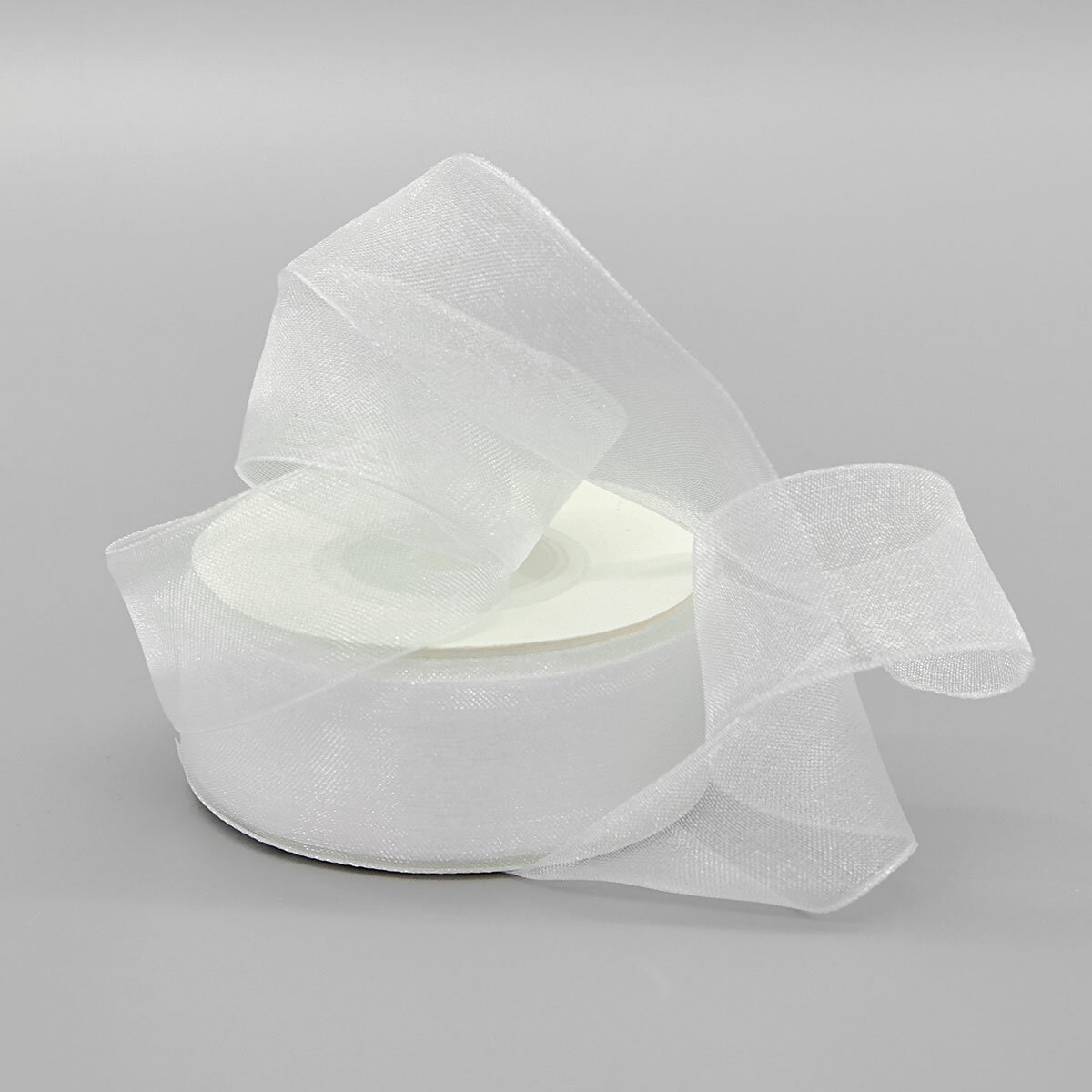 Лента капроновая декоративная Айрис, ширина 2,5 см, длина 22,86 м (белый) — фото 1