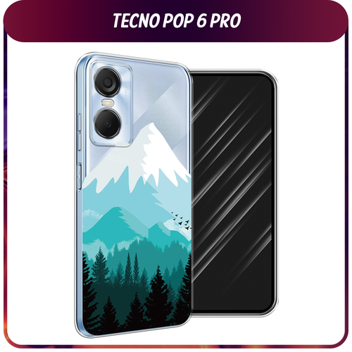 Силиконовый чехол на Tecno Pop 6 Pro / Текно Поп 6 Про Синяя снежная гора, прозрачный силиконовый чехол на tecno pop 6 go текно поп 6 гоу синяя снежная гора прозрачный