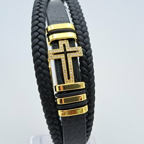 Плетеный браслет, металл, 1 шт., размер 21 см, размер one size, диаметр 7 см, золотистый