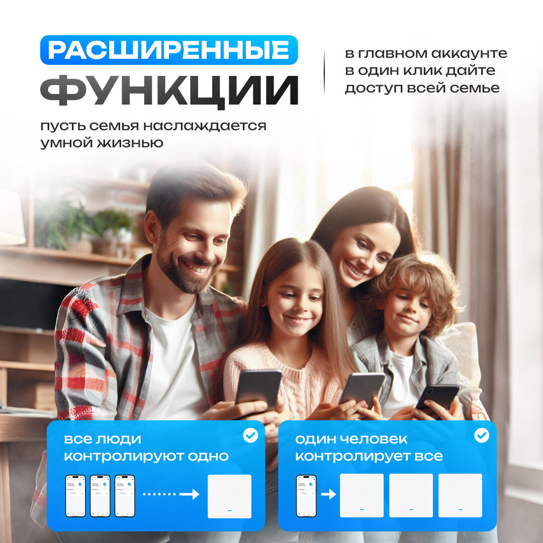 Умный выключатель Zigbee с Алисой, одноклавишный кликер, Wi-Fi переключатель света с индикатором подсветки, белый — фото 1