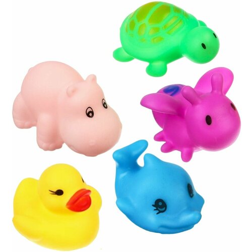 Набор игрушек Маленькие друзья для игры в ванне с пищалкой детские развивающие игрушки для купания подарок малышу 5 штук виды микс 489₽