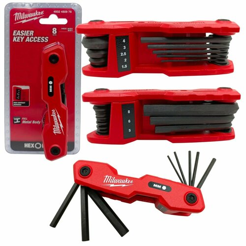 Набор складных метрических 6-гранных ключей HEX 15-8 мм 8 шт Milwaukee 2160₽