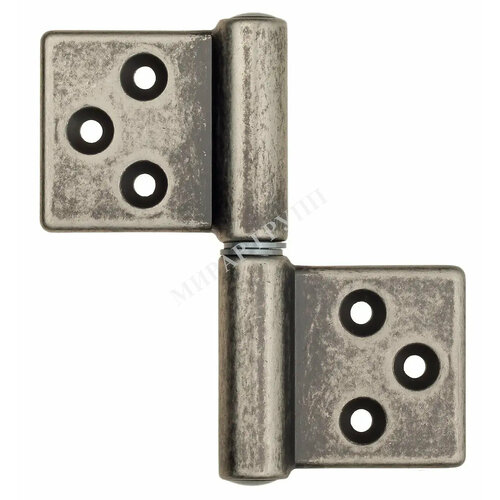 143**032S_T Петля накладная без врезки ALDEGHI 32x35 (правая) сечение стержня круглое античное серебро