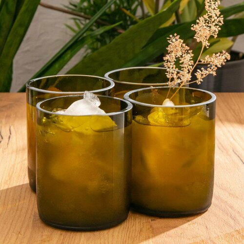 Подарочный набор стаканов «Олив» – полбутылки, 300 мл, 4 шт, оливковый, для всех видов напитков