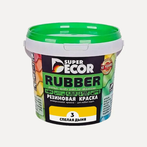 Изображение товара Резиновая краска Super Decor Rubber №03 Спелая Дыня 1 кг, матовая краска без запаха, для бетона, дерева, фасада