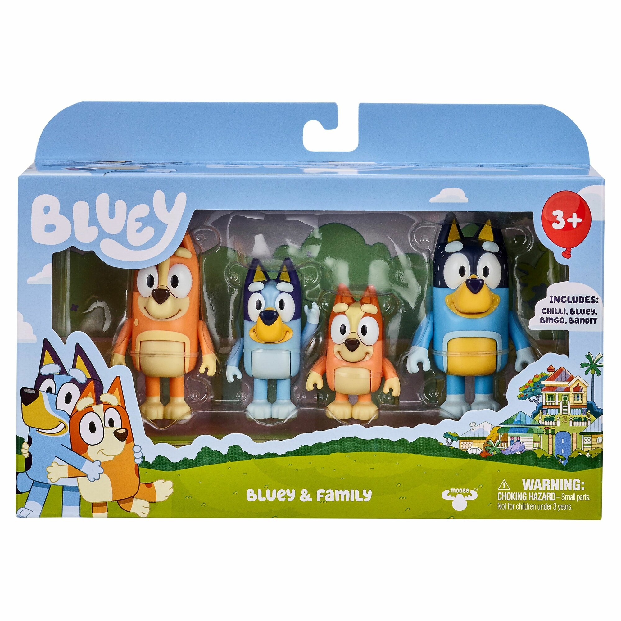Moose Bluey Family Playset/ Голубая семья Рисунок 4-Упаковка, Игрушку Для Малышей
