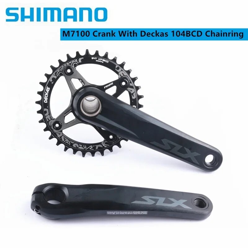 DECKAS Шатуны Shimano SLX M7100 XT M8100 170 мм 175 мм черные 170 мм, 38T, Without BB, M7100