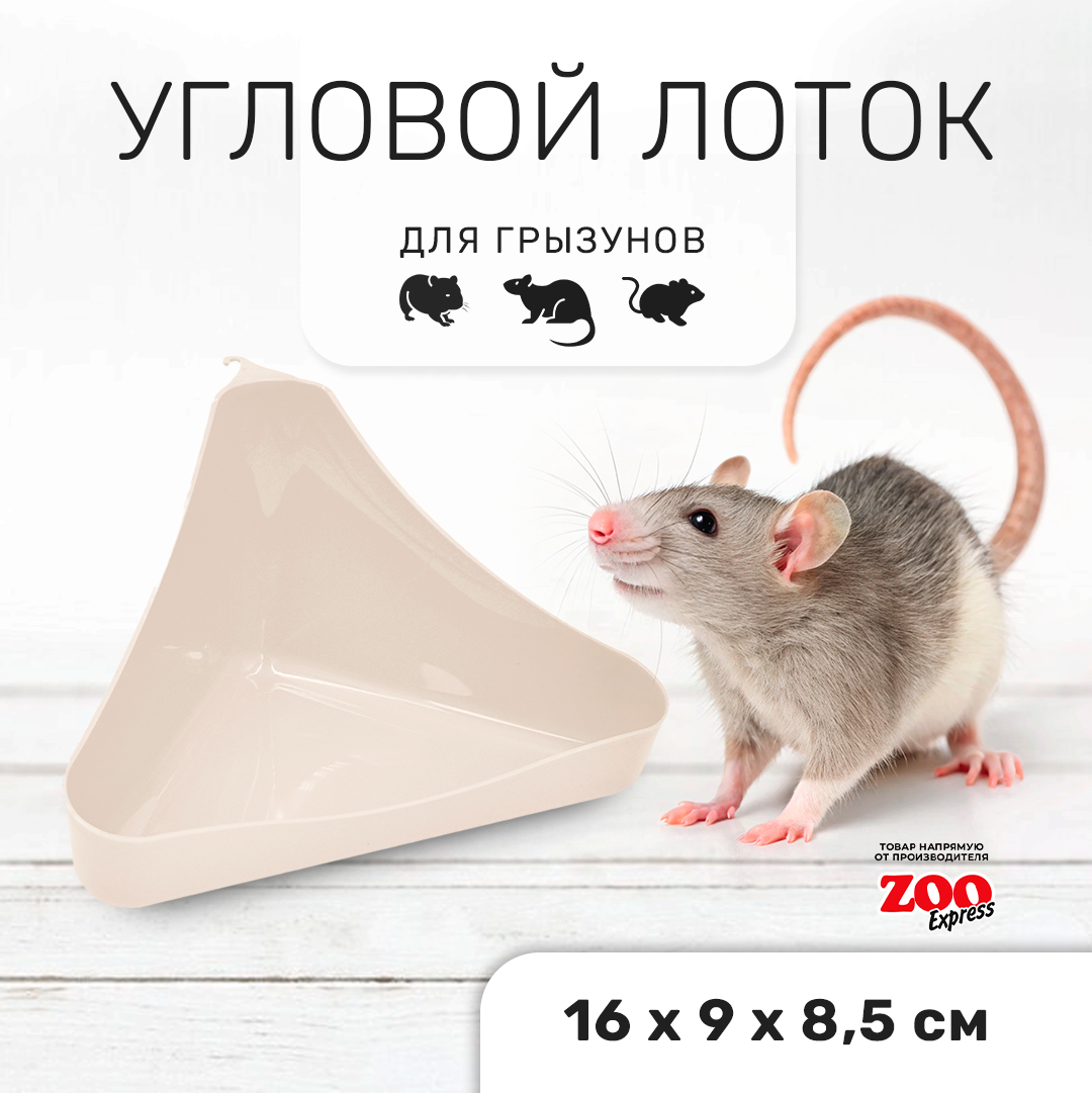 Zooexpress туалет лоток для грызунов угловой в клетку 16х9х85см (бежевый)