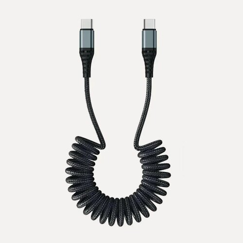 Изображение товара Зарядный кабель ROCK PD 60W Type-C to Type-C Spring Coil Fast Charge Data Cable L150CM черный