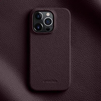 Чехол iPhone 15 Melkco из натуральной кожи, фиолетовый
