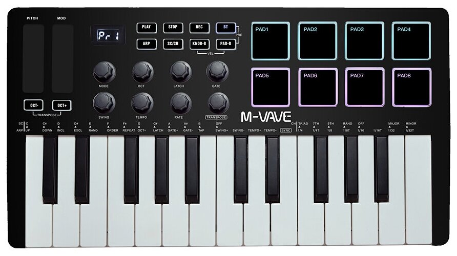MIDI-клавиатура M-VAVE SMK-25 (25 клавиш) черная