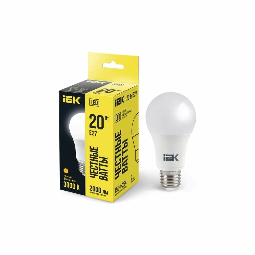 Лампа светодиодная A60 20Вт грушевидная 230В 3000К E27 IEK LLE-A60-20-230-30-E27