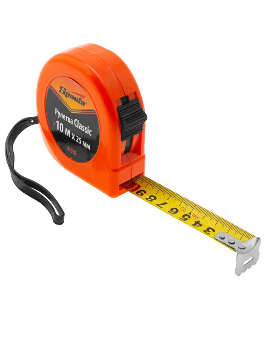 Рулетка Classic,10 м х 25 мм, пластиковый кор, SPARTA, 31305 — фото 1