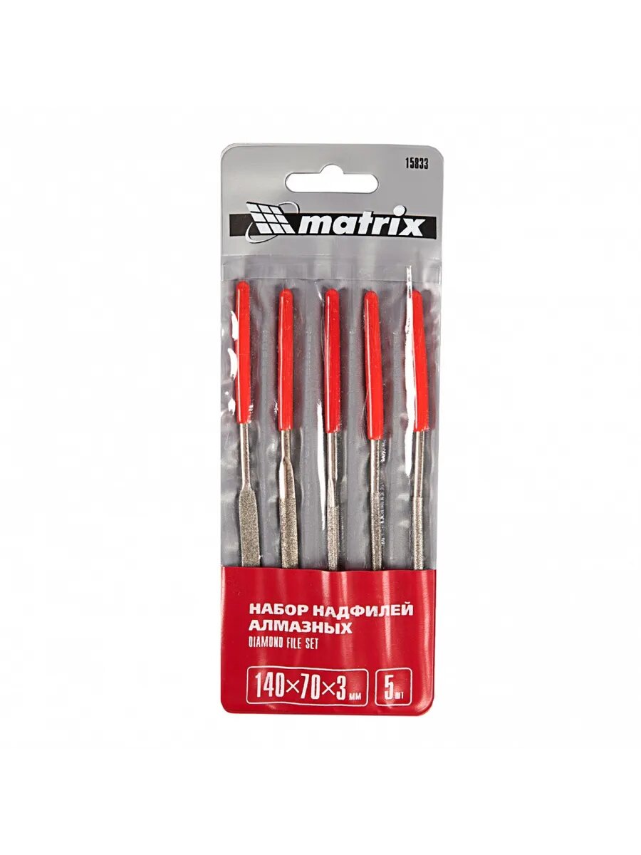 Набор надфилей алмазных, 140 х 70 х 3 мм, 5 шт — фото 1