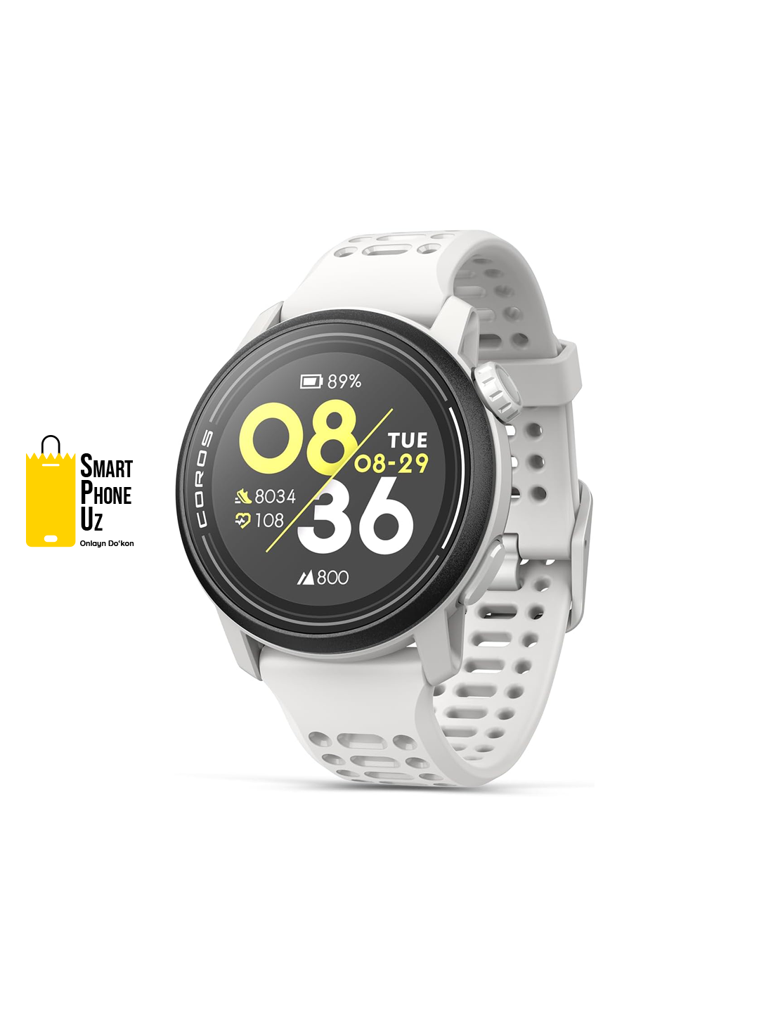 Часы COROS "Pace 3", белый, LED-дисплей, до 17 дней работы, GPS, совместимость с ОС