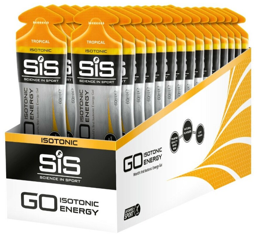 Гель питьевой SCIENCE IN SPORT (SiS) GO Isotonic Energy Gels 30 x 60 мл, Тропик