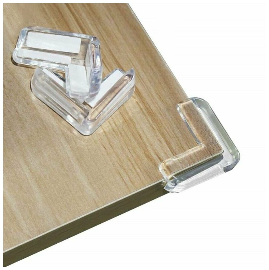 Накладки-протекторы для мебели Mirus Group/ Защитные силиконовые накладки на углы мебели и двери / Угловые 2D, 4х1.5 см, 8 шт