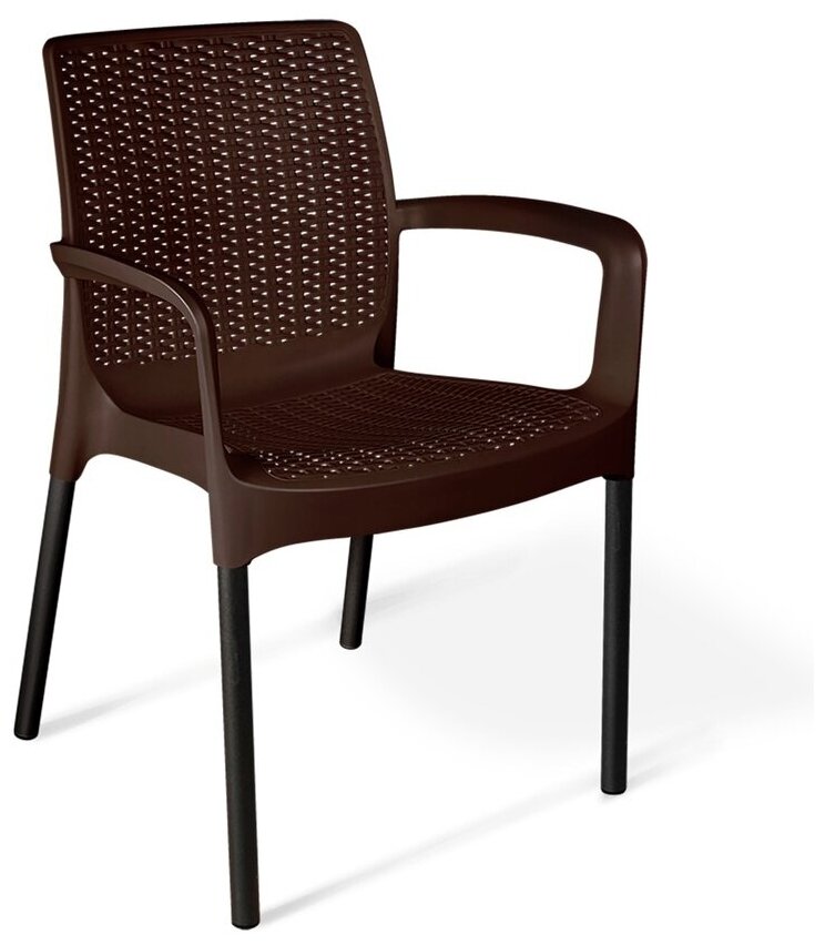 Плетеный стул SHT-S68 пластиковый коричневый - фотография № 1