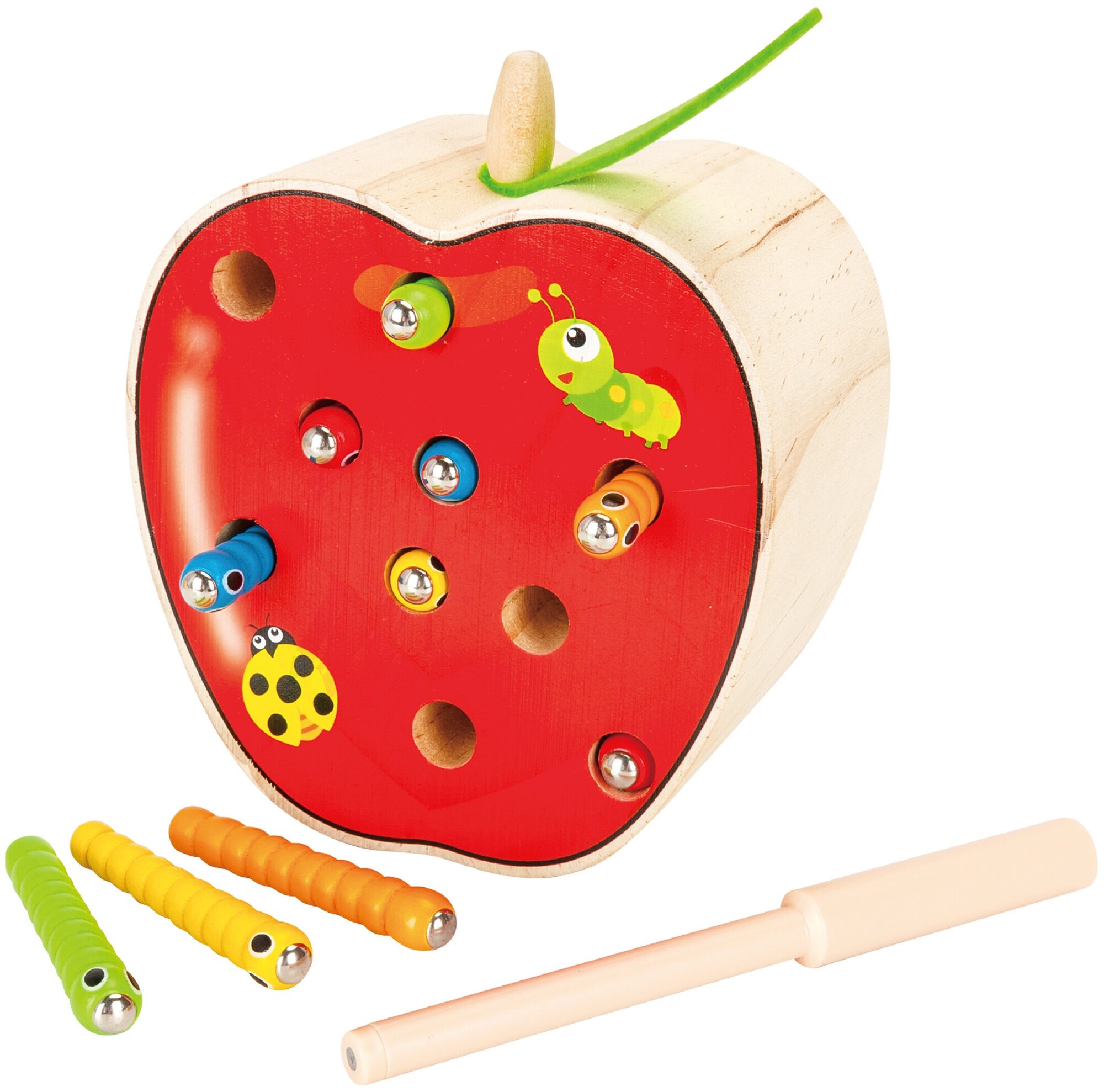 Развивающая игрушка Mapacha Поймай гусеницу, красный/бежевый