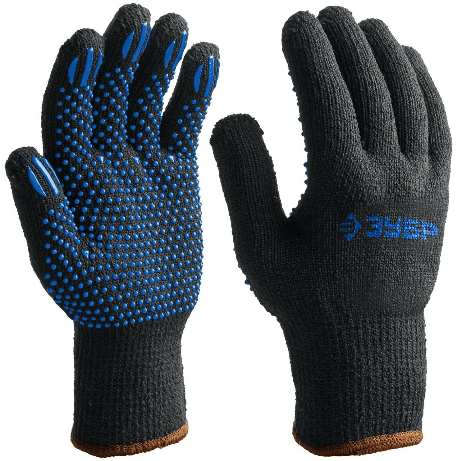 Трикотажные утепленные с защитой от скольжения перчатки ЗУБР - фото №3