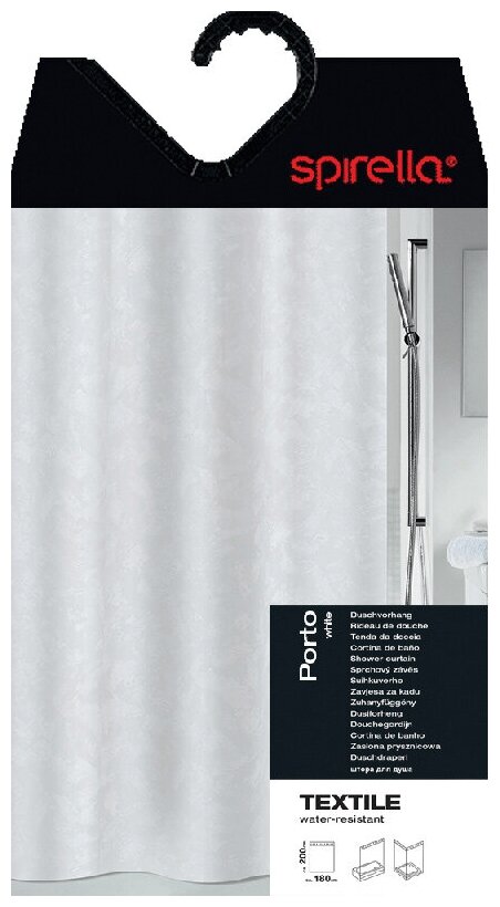 Штора для ванной Spirella Porto, 180х200см, цвет белый