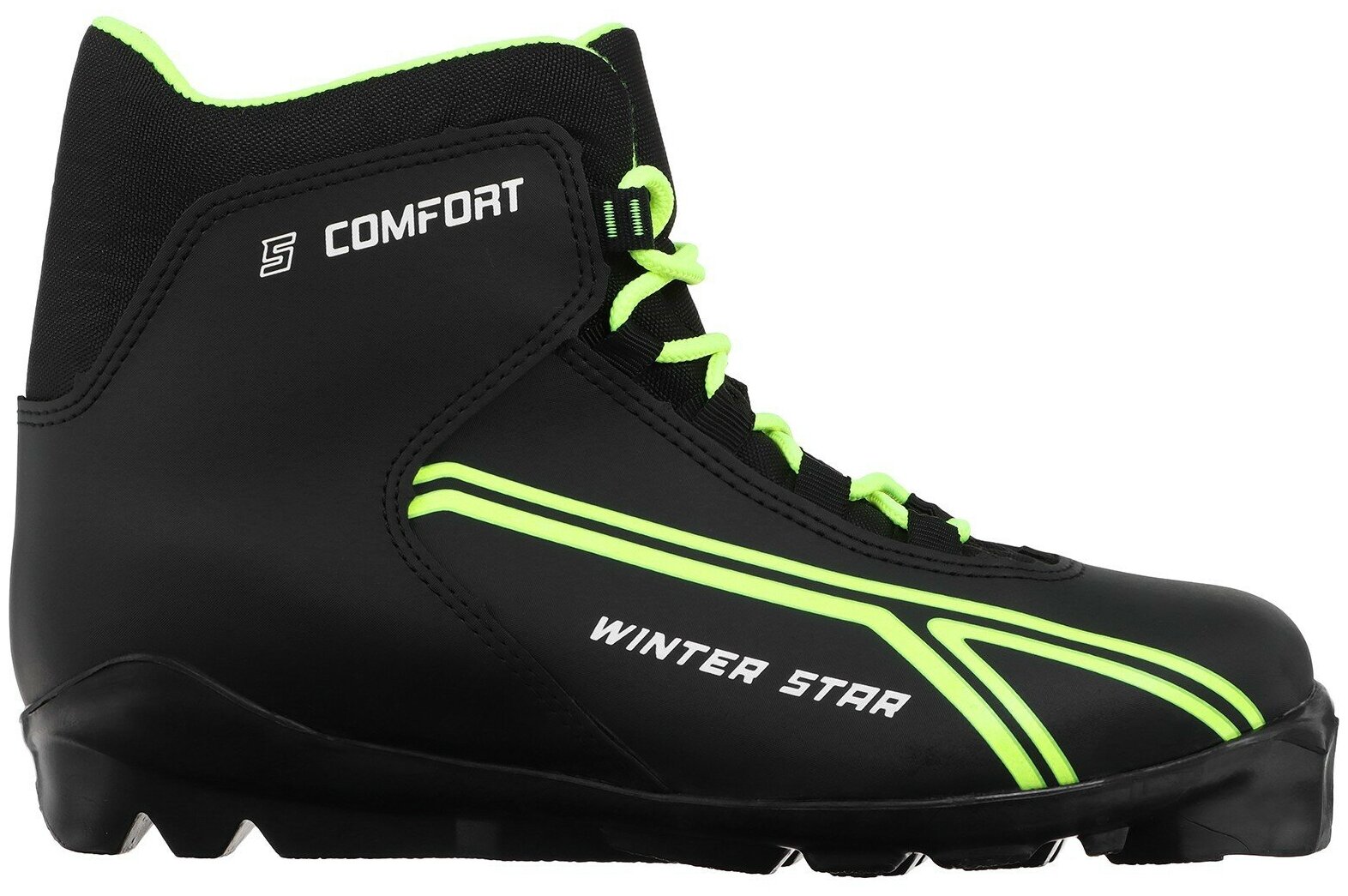 Ботинки лыжные Winter Star "Сomfort", SNS, искусственная кожа, размер 44, цвет чёрный, лайм-неон