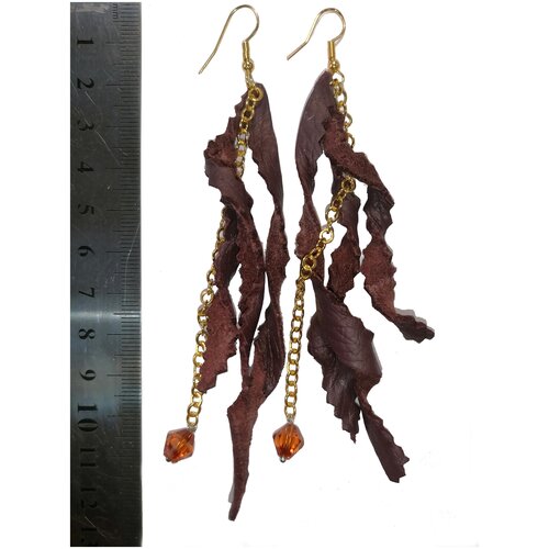 Серьги цепочки , коричневый