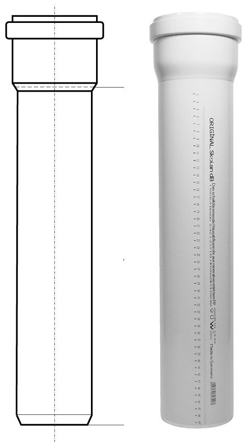 Труба для бесшумной канализации SKEM Ostendorf 110*1000