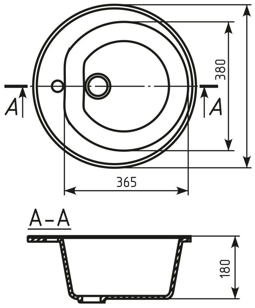 Мойкa ML-GM11 круглая, черная (308), 500мм (глуб. чаши 180) - фотография № 8