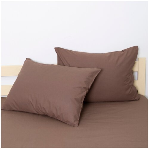 Наволочка на молнии 70х70, Вселенная текстиля, Поплин, цвет Мокко, в упаковке 2 шт